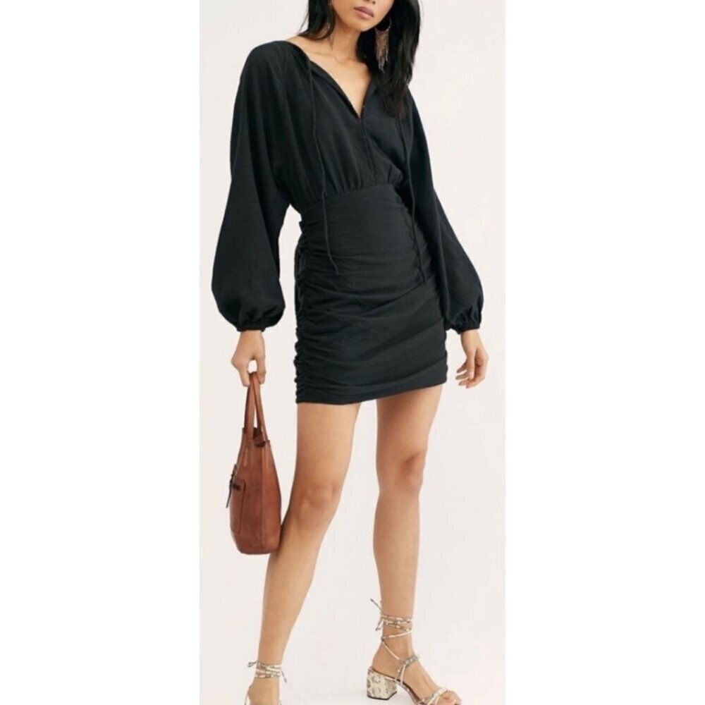 NWT FREE PEOPLE Endless Summer The Only One Mini Dress Small Black Tie Back $78.
